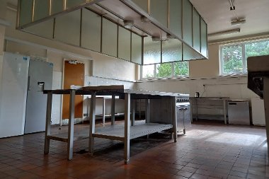 Large kitchen at Winston Churchill Theatre.