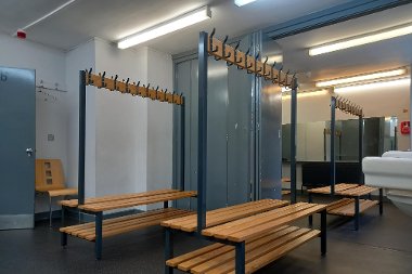 Inside Winston Churchill Theatre dressing room.